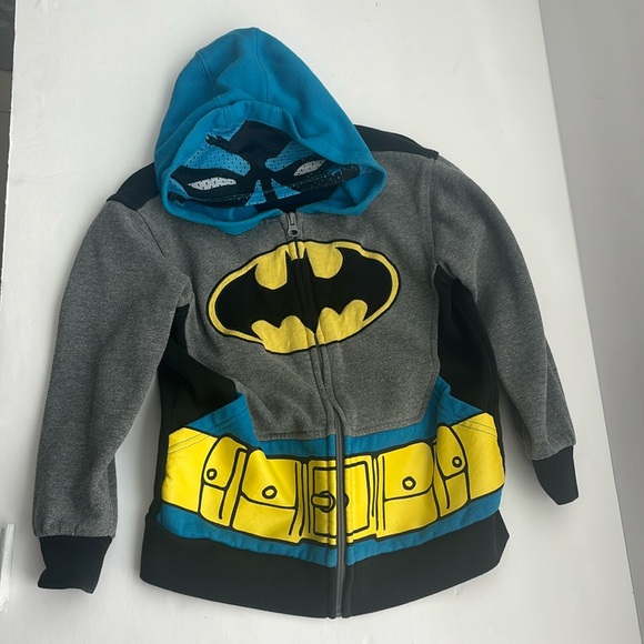 Batman Boy Jacket with hoodie with mesh mask and Zipper Closure size 7 - Picture 1 of 4